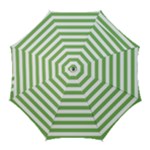 Horizontal Stripes - White and Dollar Bill Green Golf Umbrella