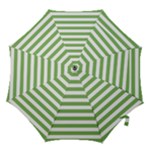 Horizontal Stripes - White and Dollar Bill Green Hook Handle Umbrella (Large)