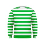 Horizontal Stripes - White and Dark Pastel Green Kid s Sweatshirt