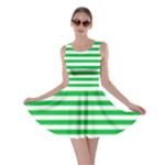 Horizontal Stripes - White and Dark Pastel Green Skater Dress