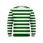 Horizontal Stripes - White and Dark Green Kid s Sweatshirt