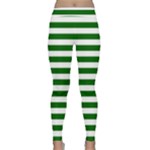 Horizontal Stripes - White and Dark Green Yoga Leggings