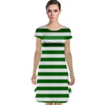 Horizontal Stripes - White and Dark Green Cap Sleeve Nightdress