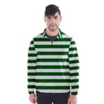 Horizontal Stripes - White and Dark Green Wind Breaker (Men)