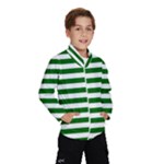 Horizontal Stripes - White and Dark Green Wind Breaker (Kids)