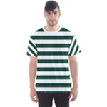 Horizontal Stripes - White and Forest Green Men s Sport Mesh Tee