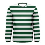 Horizontal Stripes - White and Forest Green Men s Long Sleeve T-shirt