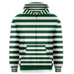 Horizontal Stripes - White and Forest Green Men s Zipper Hoodie