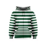 Horizontal Stripes - White and Forest Green Kid s Zipper Hoodie