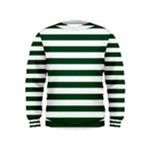 Horizontal Stripes - White and Forest Green Kid s Sweatshirt