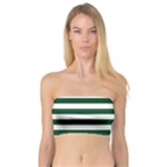 Horizontal Stripes - White and Forest Green Bandeau Top