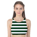 Horizontal Stripes - White and Forest Green Tank Bikini Top