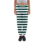 Horizontal Stripes - White and Forest Green Women s Jogger Sweatpants