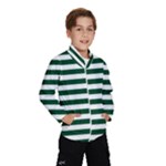 Horizontal Stripes - White and Forest Green Wind Breaker (Kids)