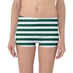 Horizontal Stripes - White and Forest Green Reversible Boyleg Bikini Bottoms