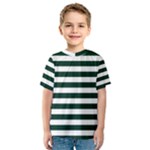 Horizontal Stripes - White and Deep Green Kid s Sport Mesh Tee