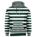 Horizontal Stripes - White and Deep Green Men s Pullover Hoodie