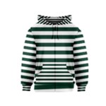 Horizontal Stripes - White and Deep Green Kid s Zipper Hoodie