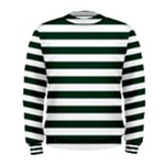 Horizontal Stripes - White and Deep Green Men s Sweatshirt