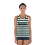 Horizontal Stripes - White and Deep Green Women s Sport Tank Top