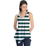 Horizontal Stripes - White and Deep Green Sleeveless Tunic