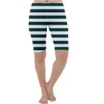 Horizontal Stripes - White and Deep Green Cropped Leggings