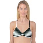 Horizontal Stripes - White and Deep Green Reversible Tri Bikini Top