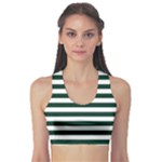 Horizontal Stripes - White and Deep Green Women s Sports Bra