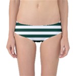 Horizontal Stripes - White and Deep Green Classic Bikini Bottoms