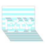 Horizontal Stripes - White and Celeste Cyan BOY 3D Greeting Card (7x5)