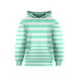 Horizontal Stripes - White and Aquamarine Kid s Pullover Hoodie