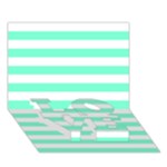 Horizontal Stripes - White and Aquamarine LOVE Bottom 3D Greeting Card (7x5)