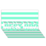 Horizontal Stripes - White and Aquamarine BEST BRO 3D Greeting Card (8x4)