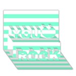 Horizontal Stripes - White and Aquamarine You Rock 3D Greeting Card (7x5)