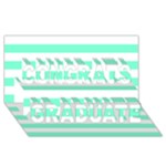 Horizontal Stripes - White and Aquamarine Congrats Graduate 3D Greeting Card (8x4)