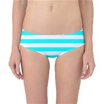 Horizontal Stripes - White and Aqua Cyan Classic Bikini Bottoms