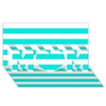 Horizontal Stripes - White and Bright Turquoise MOM 3D Greeting Card (8x4)