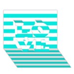 Horizontal Stripes - White and Bright Turquoise LOVE 3D Greeting Card (7x5)