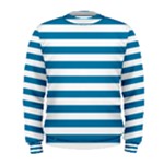 Horizontal Stripes - White and Cerulean Men s Sweatshirt