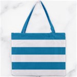 Horizontal Stripes - White and Cerulean Mini Tote Bag