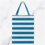 Horizontal Stripes - White and Cerulean Classic Tote Bag