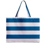 Horizontal Stripes - White and Cerulean Zipper Mini Tote Bag