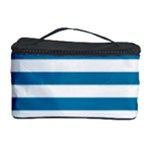 Horizontal Stripes - White and Cerulean Cosmetic Storage Case