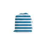 Horizontal Stripes - White and Cerulean Drawstring Pouch (XS)