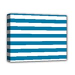 Horizontal Stripes - White and Cerulean Deluxe Canvas 14  x 11  (Stretched)