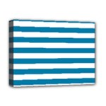 Horizontal Stripes - White and Cerulean Deluxe Canvas 16  x 12  (Stretched)