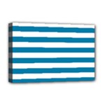 Horizontal Stripes - White and Cerulean Deluxe Canvas 18  x 12  (Stretched)