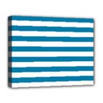 Horizontal Stripes - White and Cerulean Deluxe Canvas 20  x 16  (Stretched)