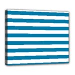 Horizontal Stripes - White and Cerulean Deluxe Canvas 24  x 20  (Stretched)