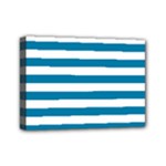 Horizontal Stripes - White and Cerulean Mini Canvas 7  x 5  (Stretched)